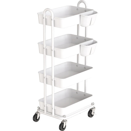 Simple Houseware Heavy Duty 4-Tier Utility Rolling Cart, White Simple Houseware