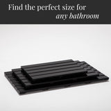 GOBAM Bamboo Bath Mat, Large, 26 x 15.8 x 1.3 inch - Non-Slip Floor Mat for Bathroom, Spa, Sauna, Kitchen, Indoor & Outdoor Spaces, Shower Mat for Bathroom Decor - (Black, 26" long) GOBAM