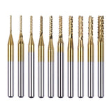 10pcs 0.8-3mm Titanium Coated Engraving Milling Cutter Carbide Bits, 1/8'' Shank for Dremel Rotary Tools by YEEZUGO YEEZUGO