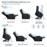 Yaheetech Large Electric Power Lift Recliner Chair, PU Leather Massage Chair with Heat and USB Port for Elderly, Ergonomic Lounge Chair with 2 Cup Holders Side Pockets, Overstuffed Wide Single Sofa Yaheetech