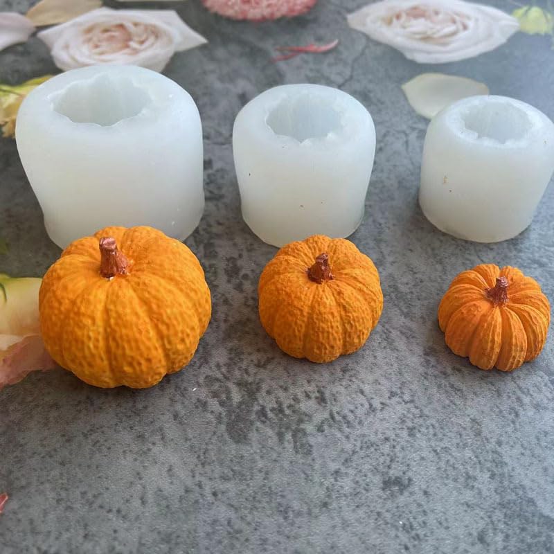 LSLEVA 4 Pack Halloween Candle Molds, Multistyle Size Pumpkin Silicone Molds and Maple Leaf Mold for Candle Making Resin Soap Casting, 3D Creative Molds for All Saints' Day Thanksgiving Gifts LSLEVA