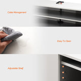 WAMPAT White Floating TV Stand with Blue LED Lights, Floating Entertainment Center Wall Mounted, Floating TV Media Console with Storage Under TV for Living Room,White,39 Inch WAMPAT