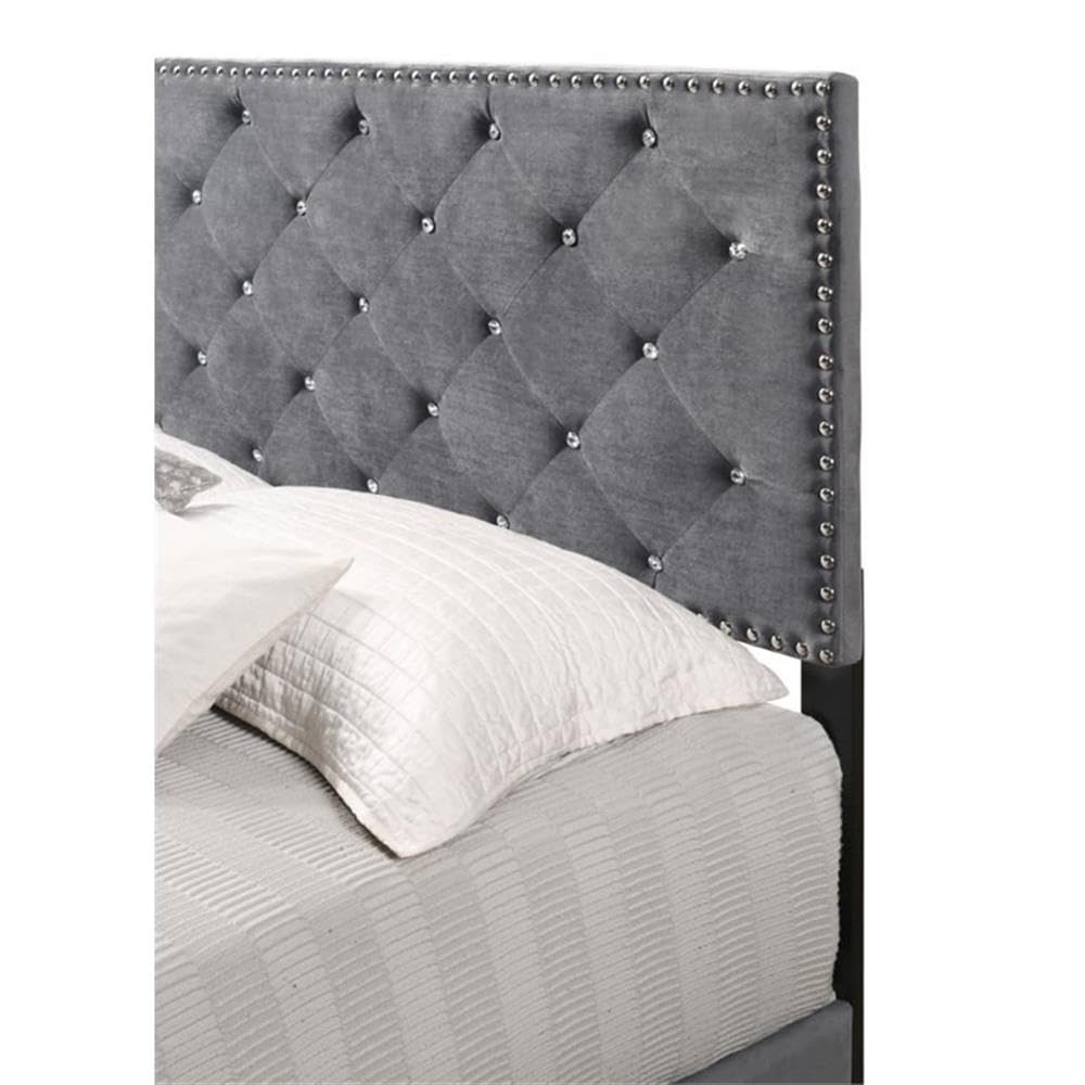 Glory Furniture Suffolk Velvet Upholstered Twin Bed in Gray Glory Furniture