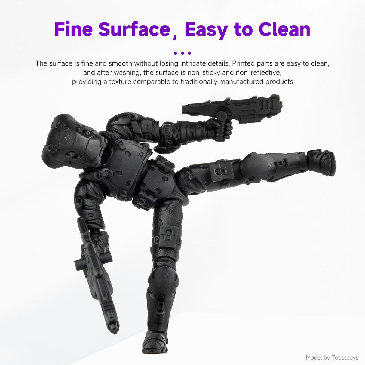 RESIONE Tough 74 3D Printer Resin, Impact-Resistant Photopolymer for LCD DLP MSLA– Wear-Resistant, Low Shrinkage, Durable Resin for Action Figures, Tabletop Miniatures & Joints, Black, 1KG RI RESIONE