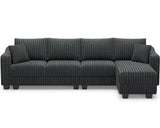 Belffin Sectional Couch with L-Shape Chaise L Shaped Couch with Ottoman Sectional Couches for Living Room Corduroy (Dark Grey, L Shaped) Belffin