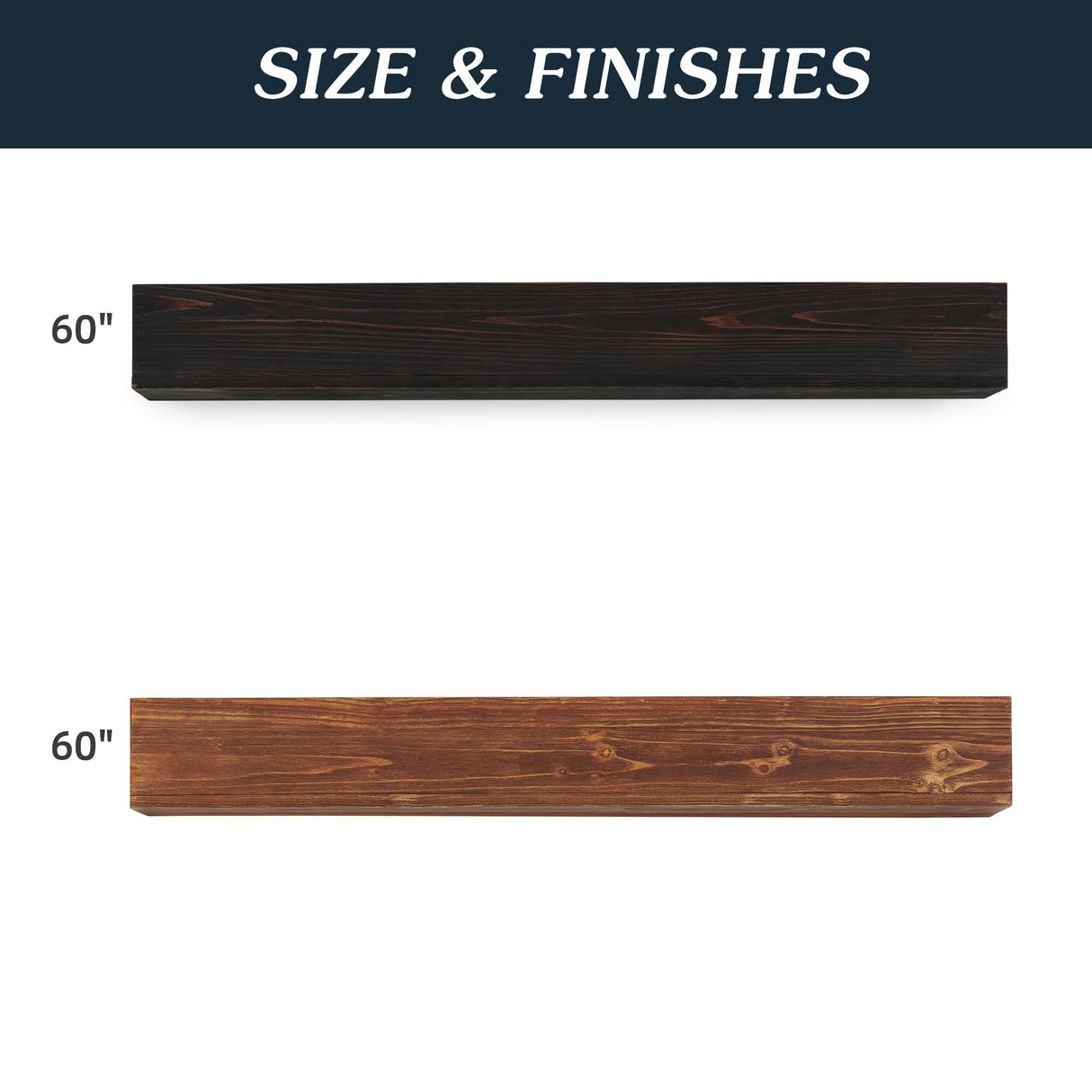 CuisinSmart 60 inches Wood Fireplace Mantel for Farmhouse,Floating Shelves for Place Art Photo,Rustic Natural Wood Mantle for Over Fireplace 60 x 9 x 6 inches Dark Woodgrain CuisinSmart