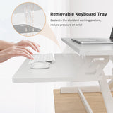 JOY worker Standing Desk Converter, 32" Wide Height Adjustable Sit Stand Up Desk Riser with Keyboard Tray, Desktop Workstation Riser for Home Office Computer Laptop, Particle Board, White JOY worker