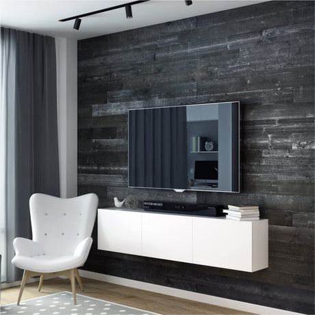 SIBERIAN HERITAGE Wood Panels for Wall | Reclaimed Wood Planks for Farmhouse Decor | 24 Barnwood Planks (32 x 4 x 0.3 Inch)- 21 Sq Ft in 2 Boxes | Black Painted - DIY (Nailed or Glued) SIBERIAN HERITAGE