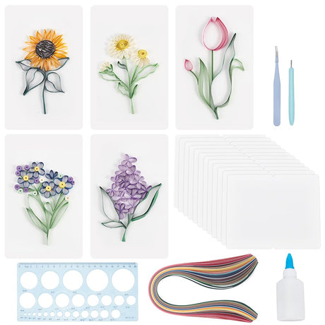 WEBEEDY 20 Sets Paper Quilling Kits for Beginners DIY Flowers Quilling Card Making Kits with 36 Colors Strips, 20 Cards, Paper Quilling Tools and Supplies Home Room Wall Art Decor Creative Gift WEBEEDY