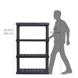 IRIS USA 4-Tier Heavy Duty Plastic Shelving Unit, 56" Tall - 100lbs per Shelf, Modular Garage Rack Storage Organizer for Home, Basement, Laundry & Utility Room, 18"D x 36"W x 56"H - Black IRIS