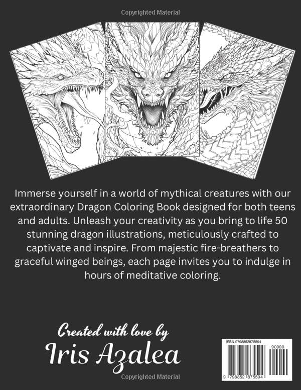 Enchanting Dragon Coloring Book: 50 Captivating Images for Teens and Adults of mystical fire breathing dragons: Escape in your imagination and unleash ... Inner Peace, and Ignite Creative Expression WoodArtSupply