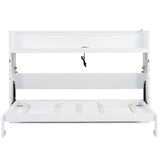 LUMISOL Twin XL Murphy Bed, Cabinet Murphy Bed with Desk, LED Light and USB Charging Station, Can Be Folded into Cabinet, Foldable Bed Frame for Bedroom Home Office, White LUMISOL