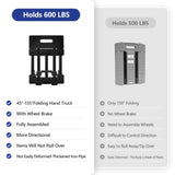 KEDSUM Upgraded Folding Hand Truck, 600lbs Heavy Duty Foldable Dolly Cart, Adjustable Handle Luggage Cart, Utility Cart with 6 Wheels & 2 Lashing Straps for Airport, Travel, Moving, Shopping, Office KEDSUM