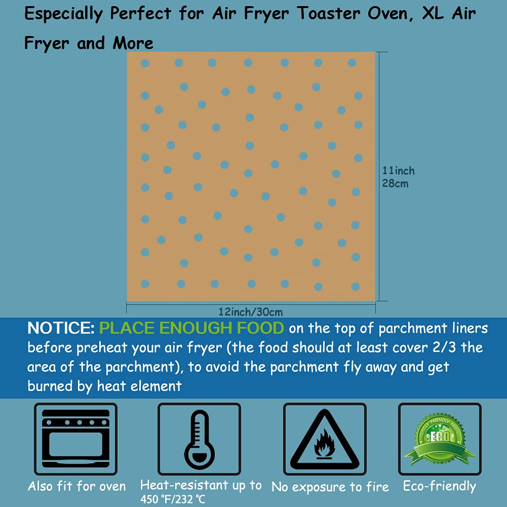 BYKITCHEN Air Fryer Oven Liners, 11x12 Inches, Nonstick Unbleached Rectangular Air Fryer Parchment Paper for Ninja Foodi Air Fryer Toaster Ovens, XL Air Fryer, Dehydrator and More (Set of 100) BYKITCHEN