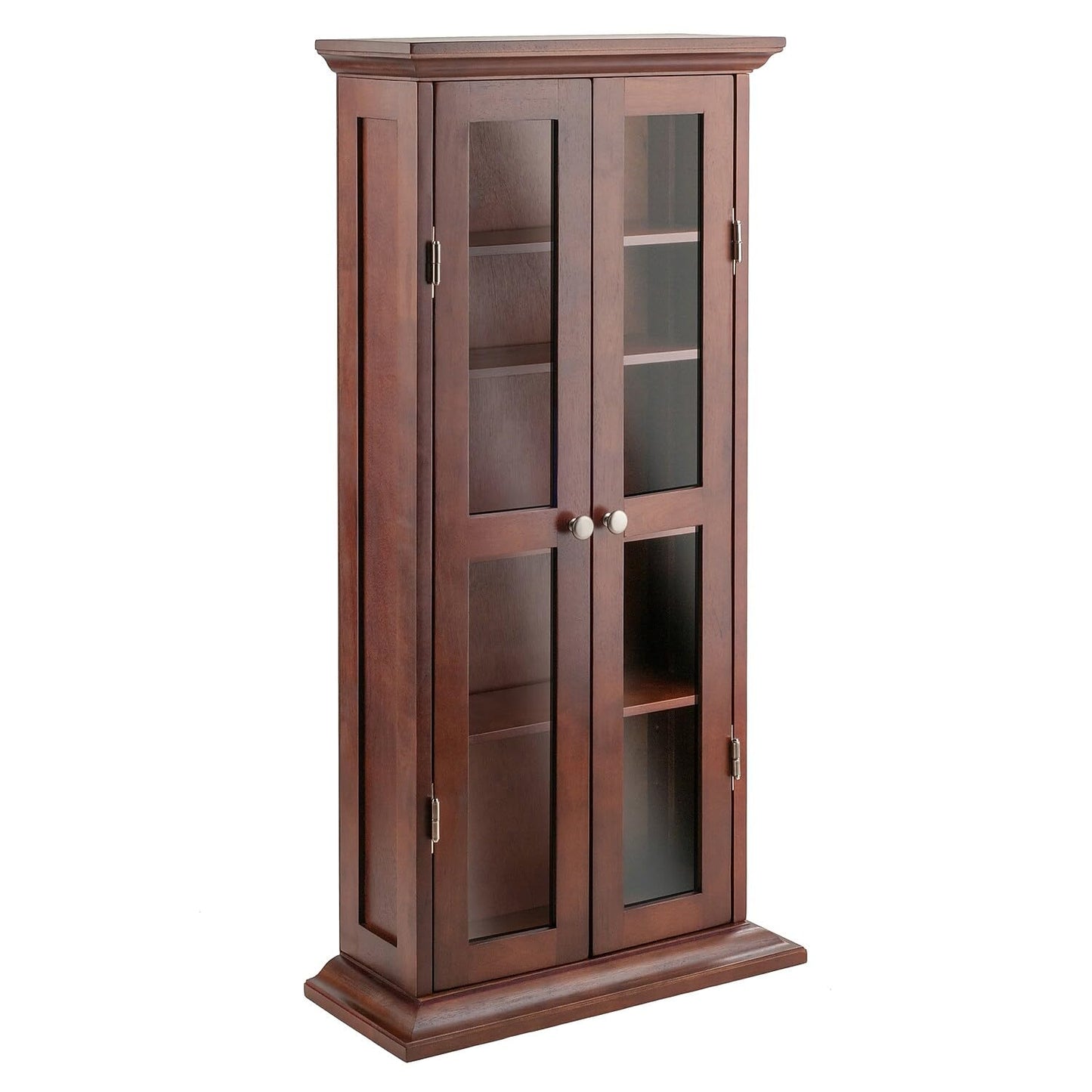 Winsome Wood DVD/CD Cabinet, Antique Walnut (94944) - WoodArtSupply