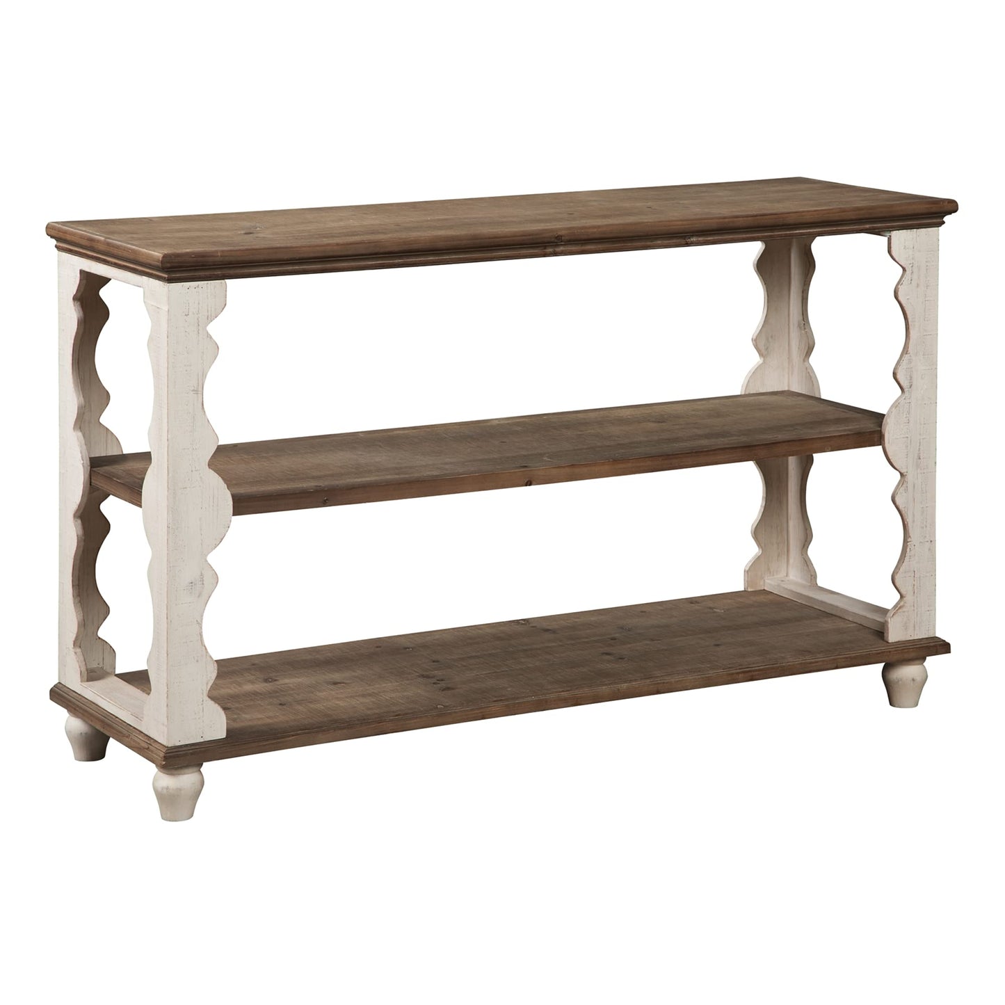 Signature Design by Ashley Alwyndale Wood 3 Shelf Console Sofa Table, Brown & White - WoodArtSupply