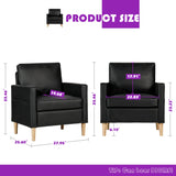 TYBOATLE 66" Sofa Couches Set of 2, Black Leather Loveseat w/ 2 USB Charging Ports & Pillow, Modern Love Seats and Armchair, Small 2 Seater Couch for Living Room, Small Spaces, Office, Bedroom TYBOATLE