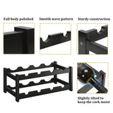 BAMEOS Wine Rack Freestanding 8 Bottle 2 Tier Bamboo Wine Racks Countertop Cabinet Wine Holder Wine Storage Shelf for Kitchen, Bar, Pantry, Wine Cellar, Countertop Black (16.85 L x 9.25W x 7H) BAMEOS