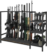 Mondazie Gun Rack, Floor Standing Rifle Stand with Pistol Shelves, Vertical Shotgun Storage Holder Display Racks Indoor with Padding for Home or Garage, Hold up to 11 Long Guns and 8 Handguns, Black Mondazie
