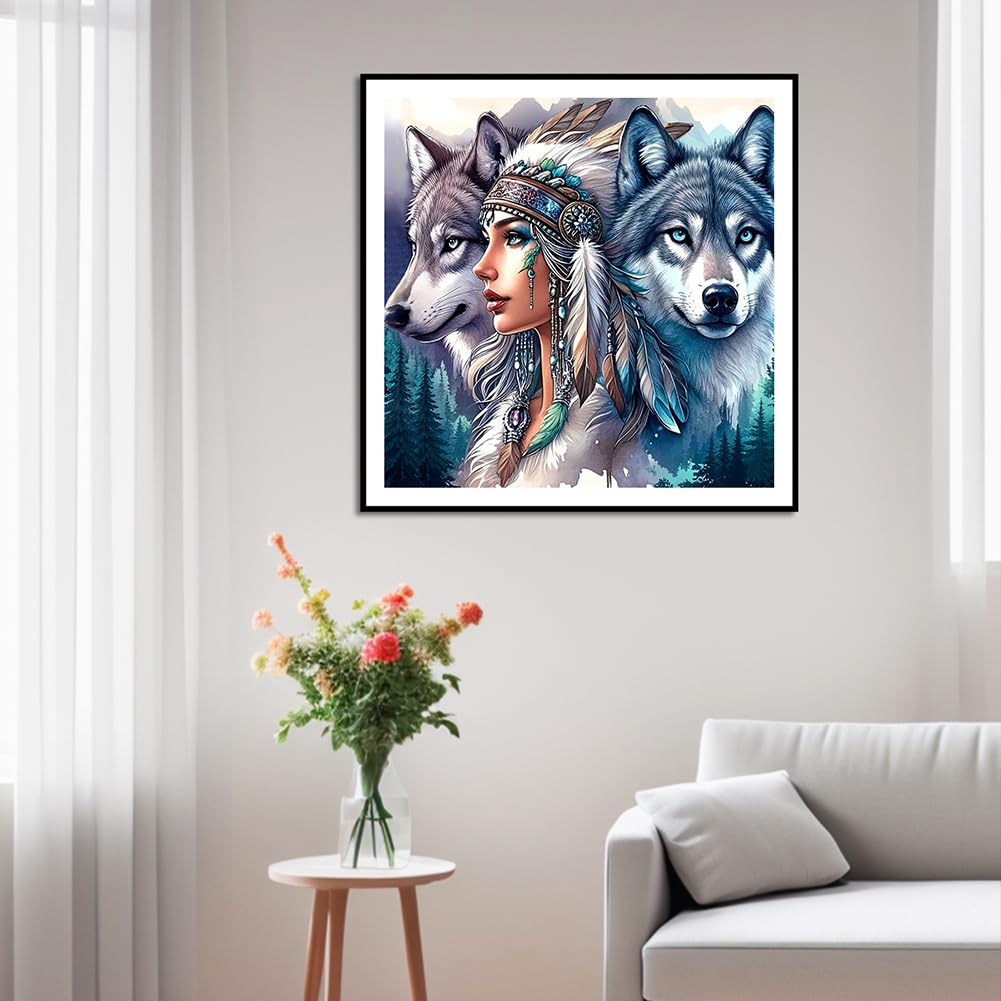 AMORARS 5D Diamond Painting Kit for Adults, Wolf Diamond Art Beginners - DIY Full Diamond Dot Gem Art Paintings, Suitable Gifts, and Home Decoration Crafts, 12x12Inch AMORARS