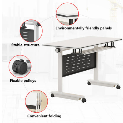 4 Pack Folding Conference Table,Flip Top Mobile Training Table with Fixable Casters and Baffle Plate,Fold Up Meeting Table for Office,Meeting Room,Classroom (140 * 60 * 75cm)