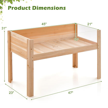 HAPPYGRILL Raised Wooden Garden Bed with Legs, 31” Elevated Planter Box with 2 Acrylic Panel Sides, Drain Holes, Movable Beds, Plant Terrarium with Stand for Vegetables, Fruits, Herbs, Flower - WoodArtSupply