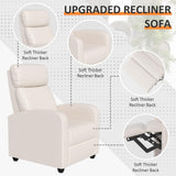 Massage Recliner Chair, Single Sofa Chair with Remote Control, Chair Recliner, Lazy Boy Recliner Chair, Living Room Recliners with Pu Leather Padded Seat Backrest, Recliner Chairs for Adults, Beige MKDLUFEI