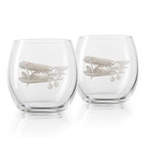 Whiskey & Wine Decanter Airplane Set and Glasses Antique Wood Airplane - The Wine Savant Whiskey Gift Set and 2 Airplane Glasses, Pilot Gift Moving Parts- Alcohol Related Gift, BAR DECOR Large 21" The Wine Savant