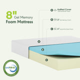 Furinno Tidur Cooling Gel Memory Foam Mattress, 8 Inch, California King Furinno