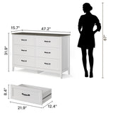 Gizoon 6 Drawer Dresser, 47.2" W Chest of Drawers, Modern Dresser for Bedroom, Wood TV Stand for Living Room, with Smooth Rail, Metal Handles, Anti-tip, for Hallway, Entryway, Grey Gizoon