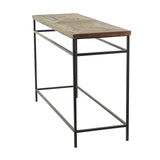 Deco 79 Metal Console Table with Brown Wood Top, 48" x 16" x 30", Black Deco 79