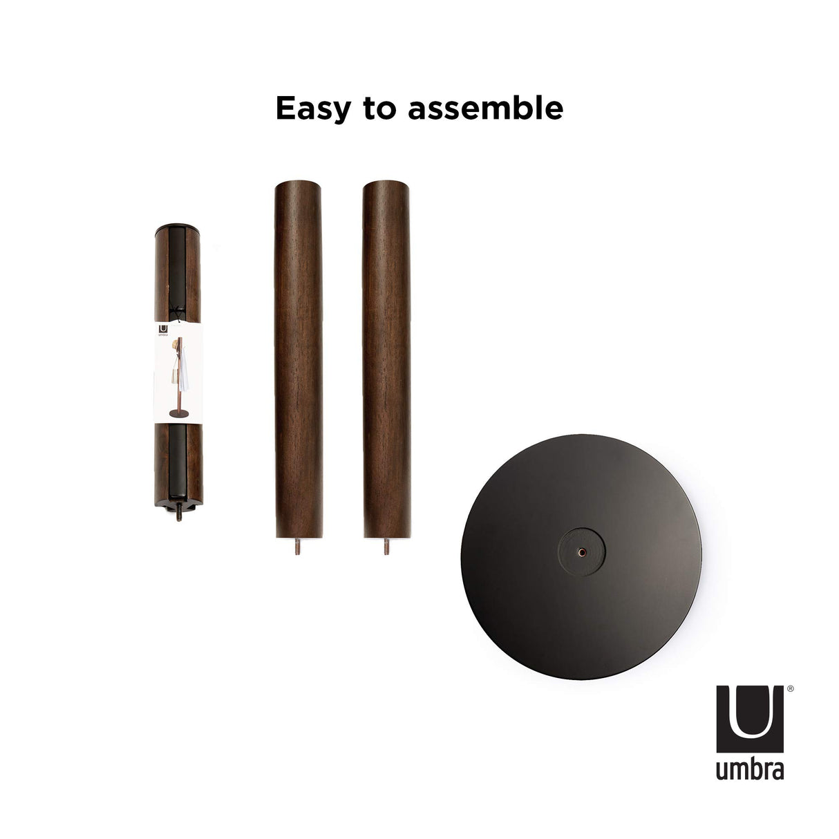 Umbra Flapper Coat Rack, Clothing Hanger, Umbrella Holder, and Hat Organizer, Great for Entryway, Black/Walnut (320361-048) Umbra