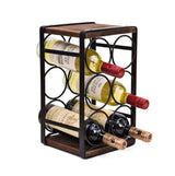 SODUKU Rustic Wood Countertop Wine Rack 6 Bottles No Need Assembly Brown SODUKU