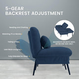 COMHOMA Convertible Sofa Bed,68″Fabric Couch with Adjustable Backrest,Loveseat Recliner Sleeper Living Room Furniture futon Set,Blue COMHOMA