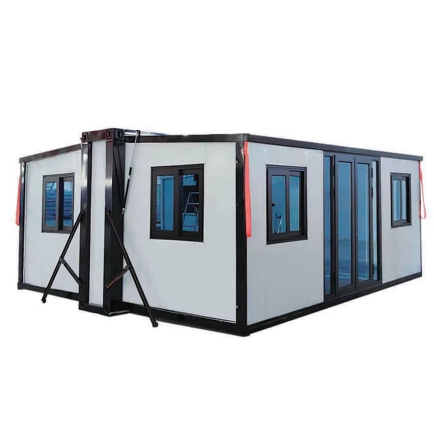 Luxury 20ft 30ft 40ft Double Wing Extension Room Prefab Folding Container Homes 2 Bedrooms 1 Bathroom Steel Expandable Prefab Houses 3 Bedrooms - WoodArtSupply