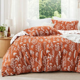 Bedsure Twin/Twin XL Comforter Set - Terracotta Bed Set, 2 Pieces Cute Floral Bedding, 1 Soft Reversible Botanical Flowers Comforter and 1 Pillow Sham Bedsure