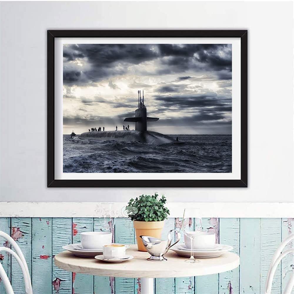 Muyankissu DIY 5D Diamond Art Full Drill Kit Submarine Ocean Marine Waves Military Fashion Sea Home Quick-Drying 12x16 inch … Muyankissu