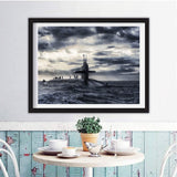 Muyankissu DIY 5D Diamond Art Full Drill Kit Submarine Ocean Marine Waves Military Fashion Sea Home Quick-Drying 12x16 inch … Muyankissu