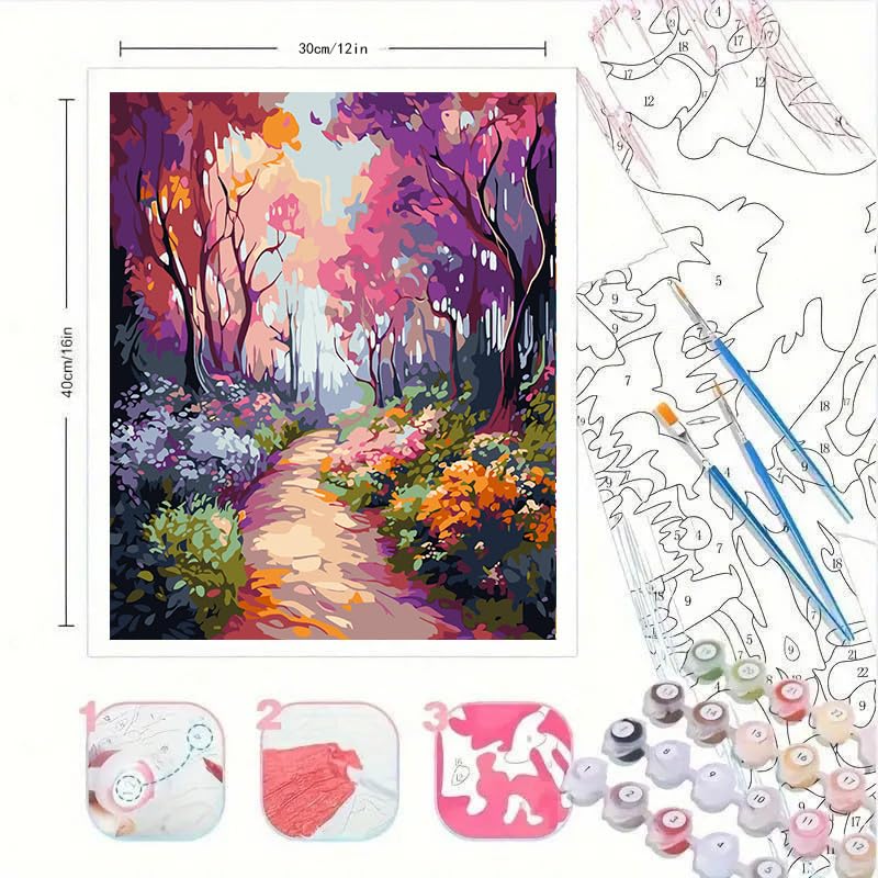 Easy Paint by Numbers Kit for Adults Beginner, Spring Adult Paint by Number Kits on Canvas, DIY Painting with Numbers for Adults, Acrylic Simple Oil Paint by Number Kits for Home Wall Decor 16x20 in BYGFHLYW