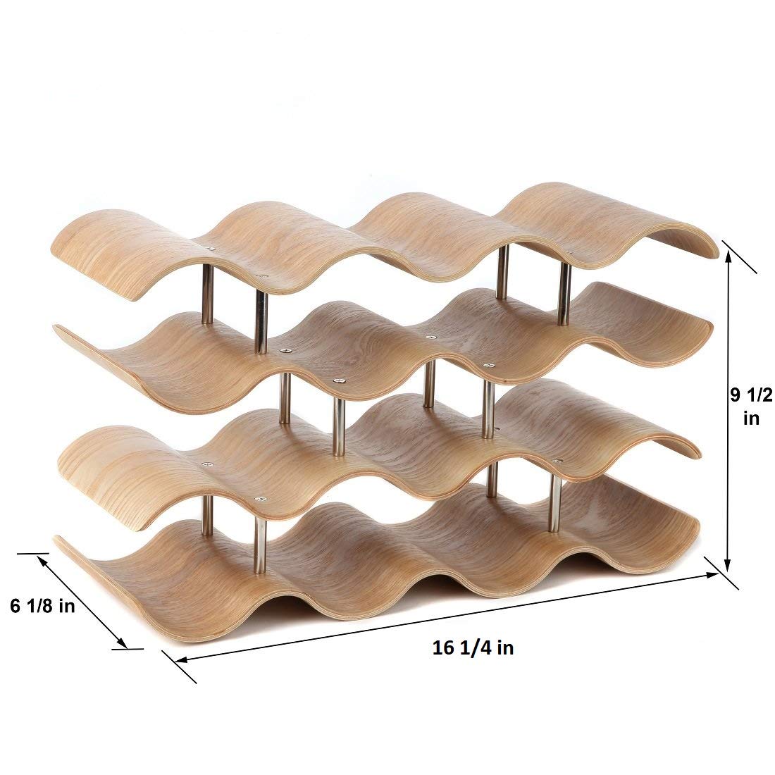 Lily's Home Countertop Wave Wine Rack, Wood, Elegant and Modern, Table Top Wine Storage (Oak, 14 Bottles) Lily's Home