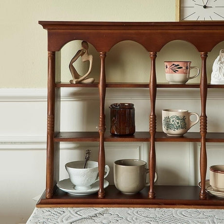 Qivzixamjr Vintage Wall-Mounted Curio Case, Wooden Coffee Cup Display Rack, Shadow Box Display Stands, Wall or Desk Top Storage Rack for Bedroom, Living Room, Kitchen(Brown) Qivzixamjr
