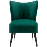 BELLEZE Modern Velvet Accent Chair, Wingback Small Upholstered Reading Chair with Solid Wood Legs, Comfy Tufted Button Armless Corner Chair for Living Room, Bedroom - Sheila (Green) BELLEZE