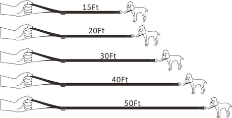 Siumouhoi Dog/Puppy Obedience Recall Training Agility Lead- 15 ft 20 ft 30 ft 40 ft 50 ft Long Leash -for Training Leash, Extended Rope for Training. (20Feet, Black) Siumouhoi