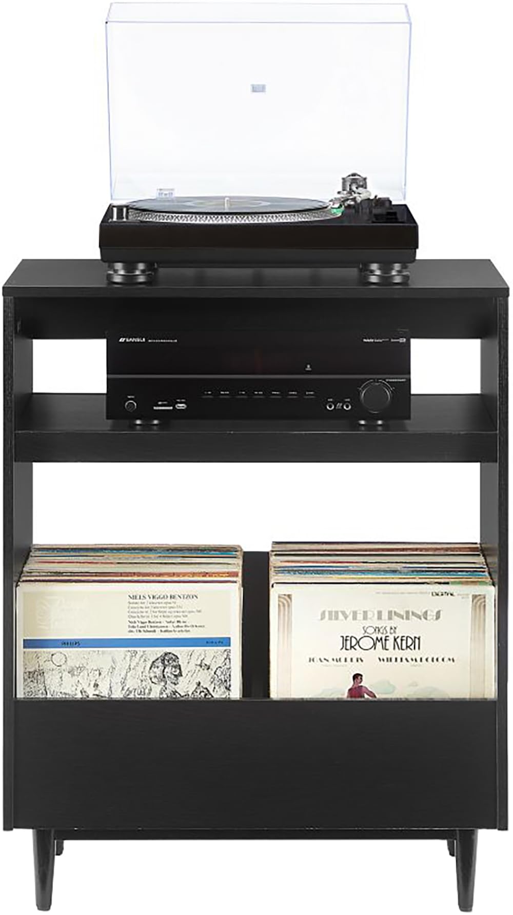 Crosley Furniture Liam Turntable Record Player Stand with Storage for Vinyl Records, Mid Century Modern, Black Crosley Furniture