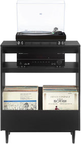 Crosley Furniture Liam Turntable Record Player Stand with Storage for Vinyl Records, Mid Century Modern, Black Crosley Furniture