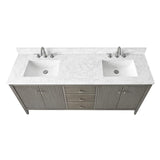 HOMEBEYOND 72" Bathroom Vanity with Double Sink, Solid Wood Bathroom Vanity Free-Standing Cabinet, Ceramic Top & Soft Closing Door, Golden Brushed Handware, Driftwood Gray HOMEBEYOND