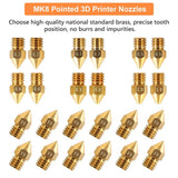 Creality Official MK8 Ender 3 Nozzles 24 pcs 3D Printer Brass Nozzles Extruder for Ender 3 Series and Creality CR-10 0.2mm, 0.3mm, 0.4mm, 0.5mm, 0.6mm, 0.8mm, 1.0mm Printer Nozzle Kit Creality