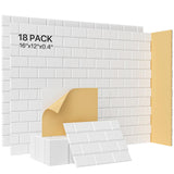 Upgraded Soundproof Wall Panels, Kuchoow Sound Proof Foam Panels for Walls, 18 Pack Brick Acoustic Panels Sound Absorbing 16''X12''X0.4'' Self-Adhesive Sound Panels, Sound Absorbing Panel 23ft², White Kuchoow