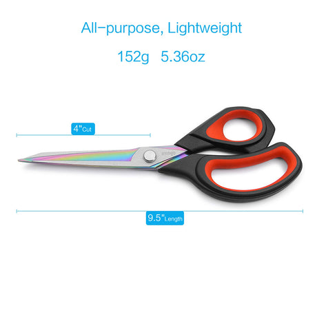 LIVINGO Premium Tailor Scissors Heavy Duty Multi-Purpose Titanium Coating Forged Stainless Steel Sewing Fabric Leather Dressmaking Comfort Grip Shears Professional Crafting (9.5 INCH) LIVINGO