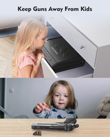 HOLEWOR Gun Safe, Biometric Gun Safes for Pistols with LCD Display of Temperature Humidity, Fingerprint Quick Access Pistol Safe Solid Handgun Safe with USB C Port HOLEWOR